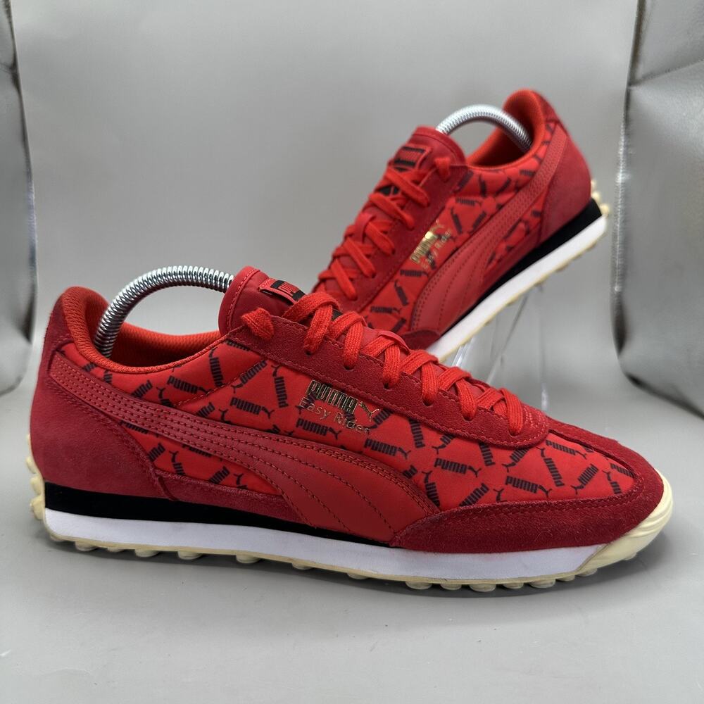 PUMA Easy Rider Shoes Mens Size 8.5 Red Suede Retro Running Sneakers Allover